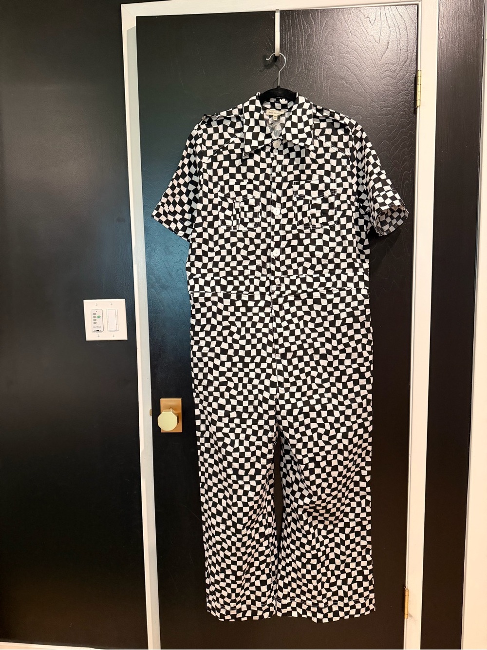 Saint Germaine Marrs Checkered Short Sleeve Jumpsuit - Size XXL